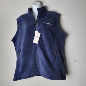 Core 365 Women’s Fleece Vest XL Navy Full Zip Sleeveless Chimerix Logo NWT